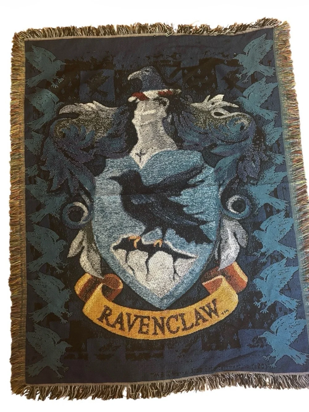Harry Potter Ravenclaw Crest Woven Tapestry Throw Blanket Witchy Academia Boho